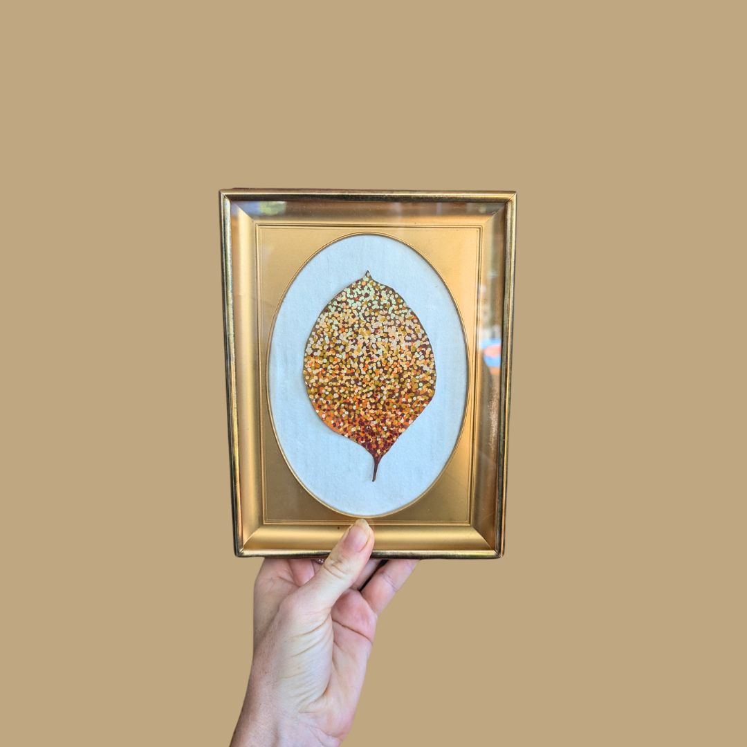 Painted pressed leaf Dotwork